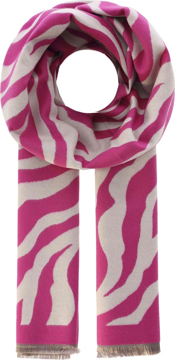 Sjaal-fuchsia/taupe-natuurlijke materialen -langwerpig