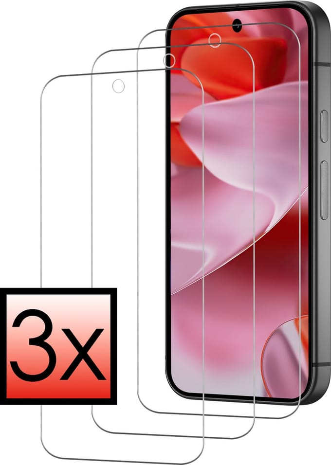 Screenprotector - 3 Stuks - Geschikt voor Google Pixel 9 - Extra Sterk - Beschermglas - Gehard Glas - Tempered Glass - Screen Protector - Bescherm Cover