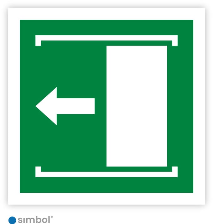 Simbol® - Sticker Deur schuift naar links (E034) - Formaat 5 x 5 cm.