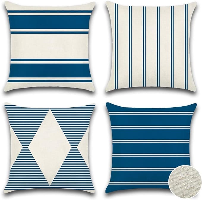 Set van 4 Waterdichte Sierkussenslopen voor Buiten en Binnen, 45x45 cm, Geometrisch