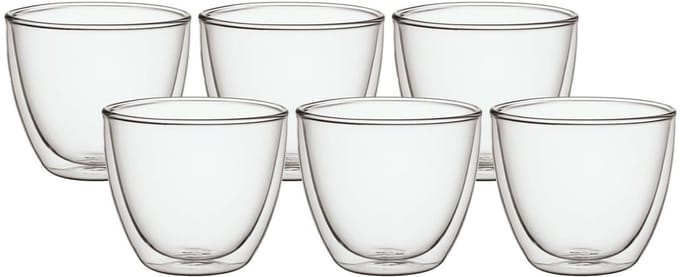 Villeroy & Boch Manufacture Rock – Set van 6 Dubbelwandige Theeglazen | 250 ml | Borosilicaatglas | Magnetron- & Vaatwasserbestendig