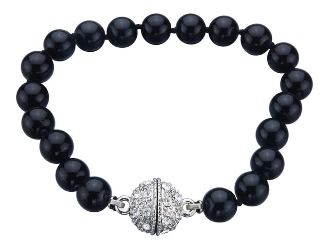 Behave - handgeknoopte parelarmband - zwart - avondlook chic