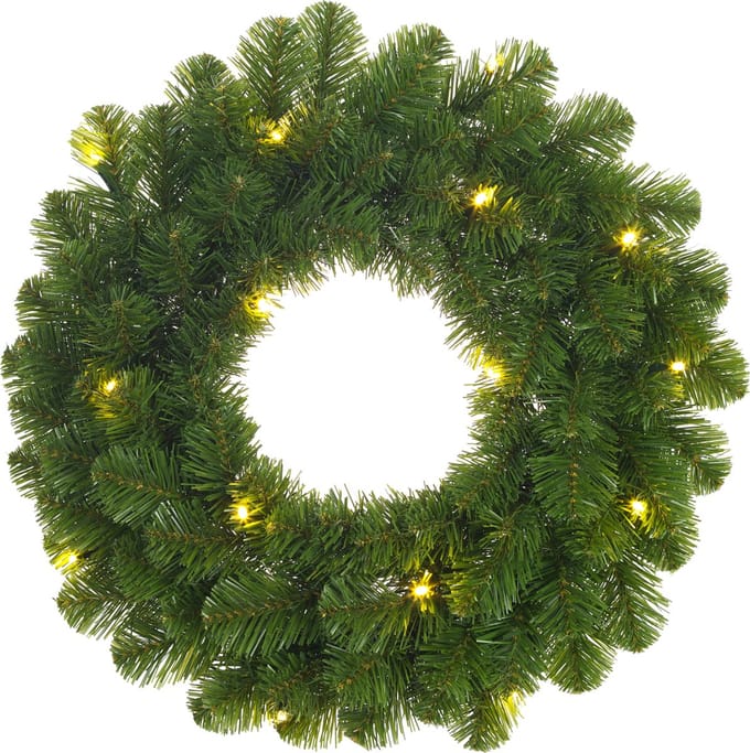 Black Box Norton Kerstkrans - 60 cm - Groen - 30 lampjes warmwit led op batterij