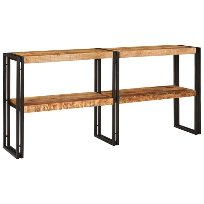 vidaXL - Wandtafel - met - plank - Bruin - 160 - x - 33 - x - 75 - cm - Massief - Mango - Hout