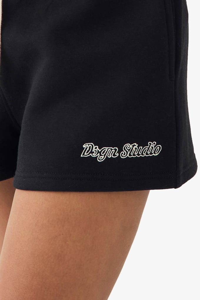 Dames Dsgn Studio Contrast Trekkoord Sweat Short | Black | Maat: Small