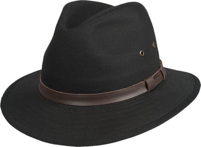 Hatland - Bomont - Katoenen regenhoed - Zwart - Maat M - Unisex