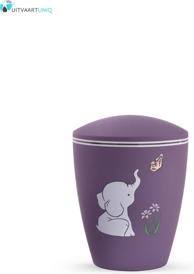 Kinder urn olifantje paars - bio