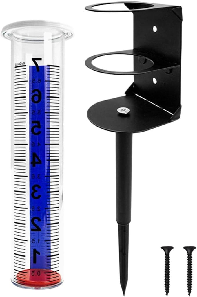 Regenmeter Outdoor - Neerslagtracker Tuin - Weer Meten - Roestbestendig Frame - 204 cm Cilinder - Transparant