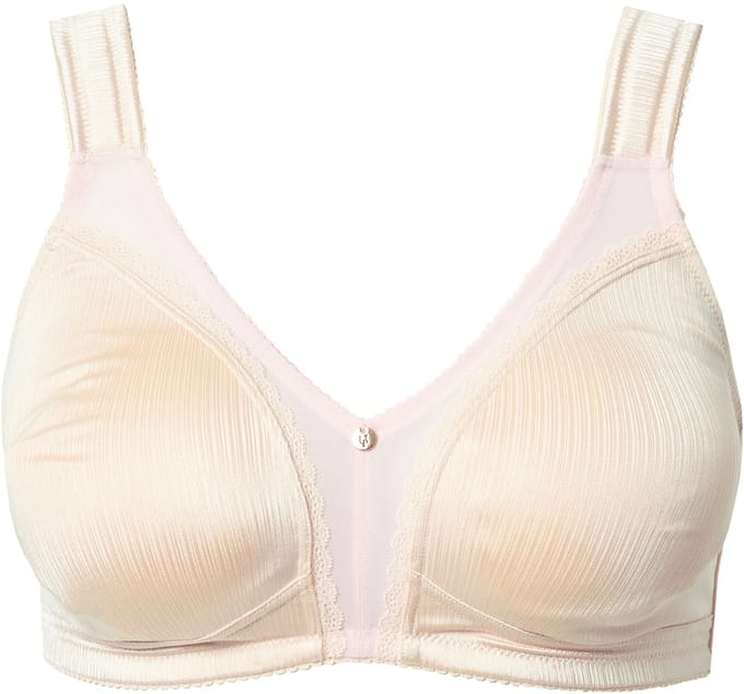 Ulla Popken - Dames - Minimizer-beha satijn kant zonder beugel - Champagne - Maat 85E
