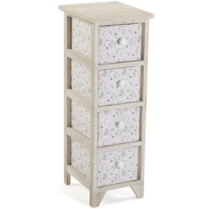 Ladekast - Versa Lili - MDF Hout - 30x72x25 cm - Neutrale Kleur - Ruim