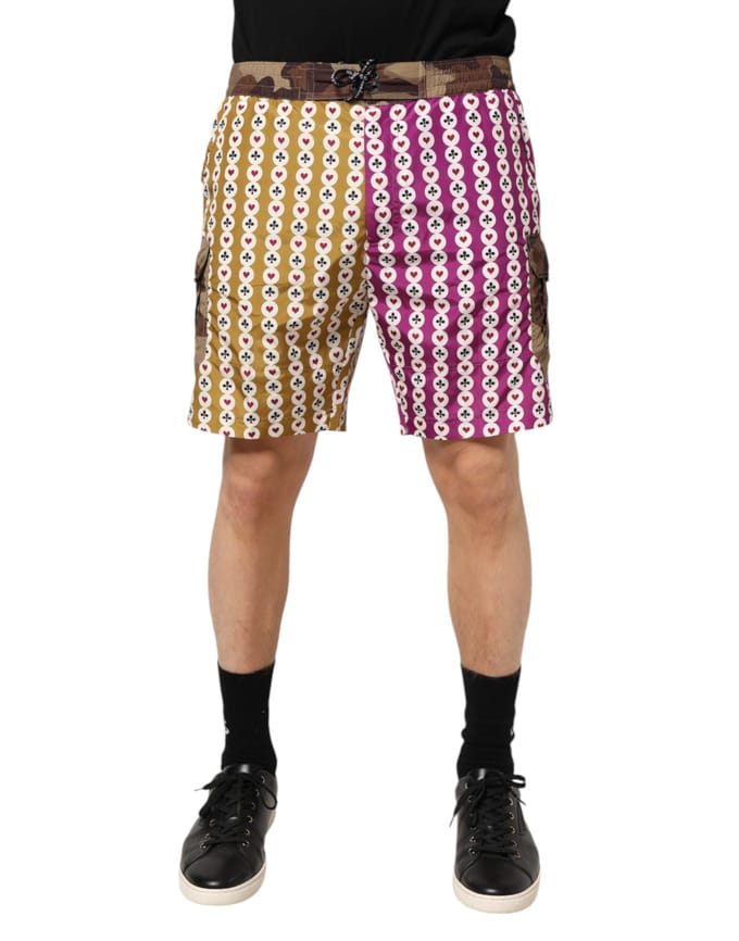 Dolce & Gabbana Multicolore Speelkaarten Camouflage Shorts Badmode