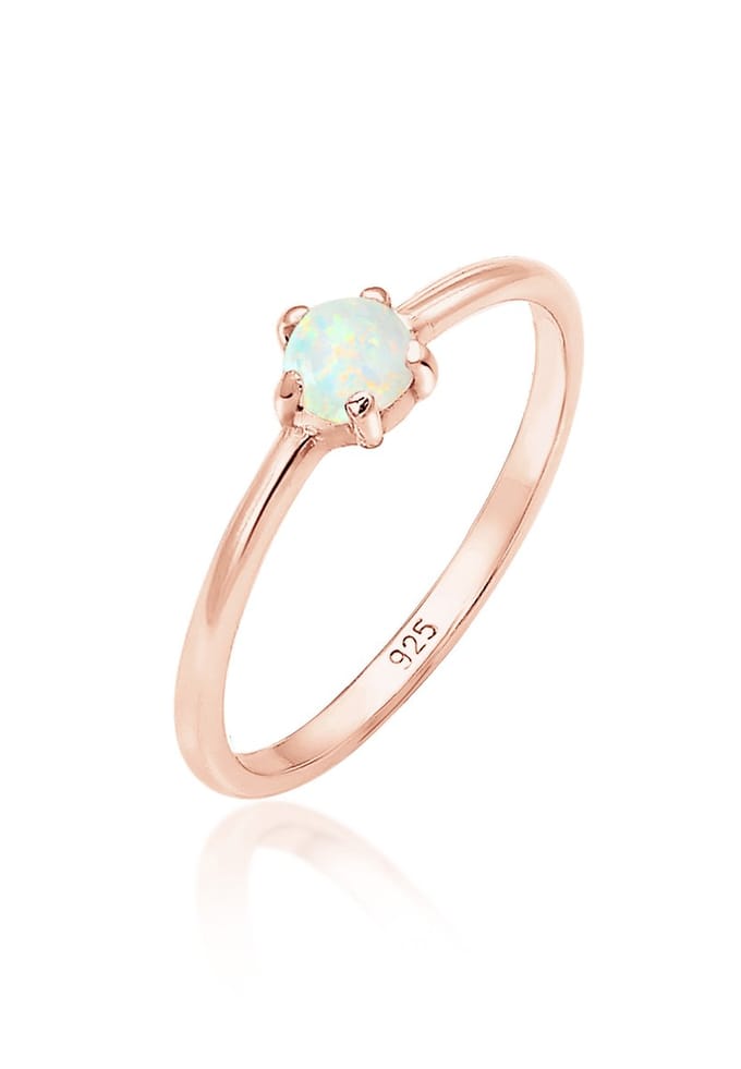 Elli - Ring - Dames Band Basis Geo met Synthetische Opaal in 925 Sterling Zilver - Dames