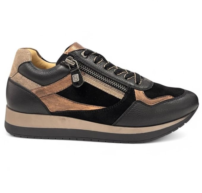 Helioform- art 253.060 0352 zwart brons sneaker-veter-rits-dames