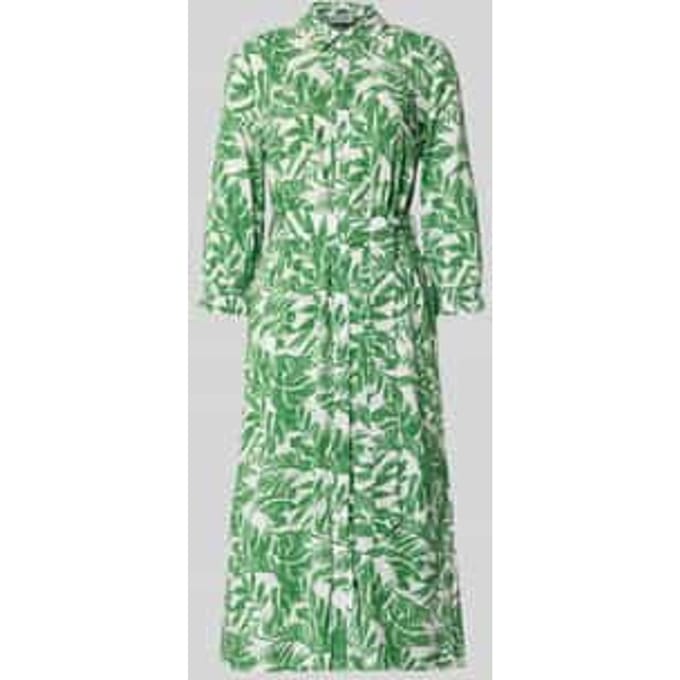 Midi-jurk van pure viscose met platte kraag