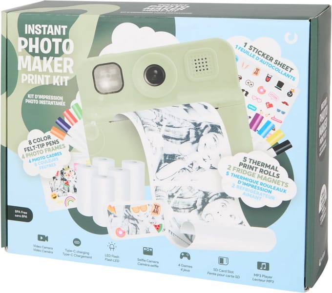 Vision Kindercamera met Printer - Instant Print Camera kleur Mintgroen - Kinder Camera met Fotoprinter - Inclusief Printpapier