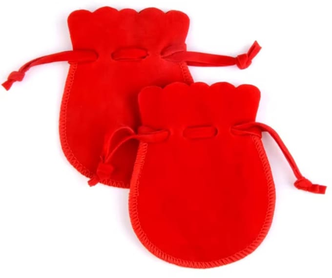 5 LUXE velours / fluwelen zakjes Rood rond S