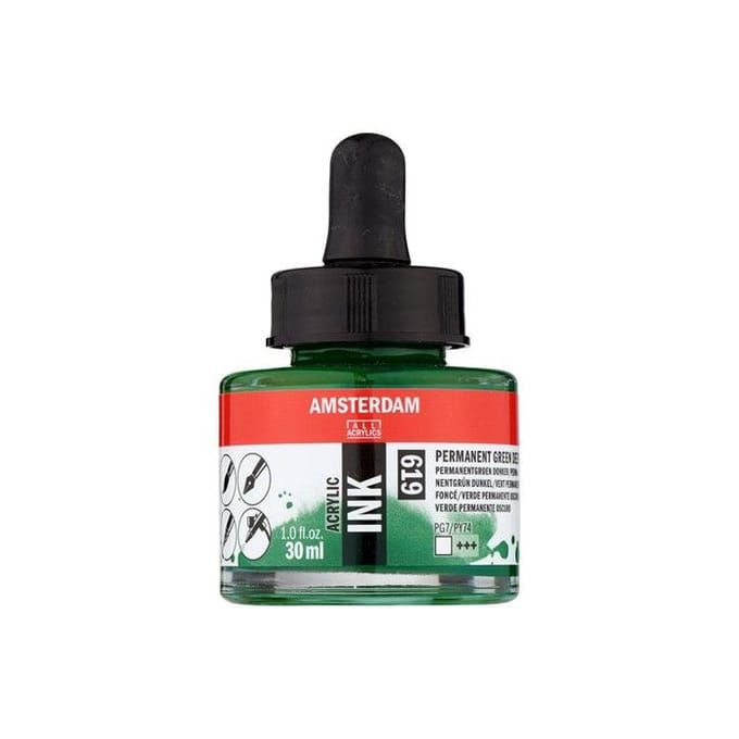 Amsterdam Acrylic Ink Fles 30 ml Permanentgroen Donker 619