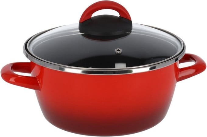 Magefesa Kookpan - met glazen deksel - rood - 20 cm - 5 liter - RVS - koken - soeppan - pannen Cuenca