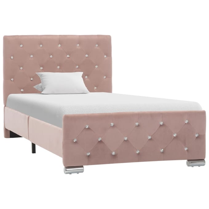 vidaXL - Bedframe - fluweel - roze - 90x200 - cm