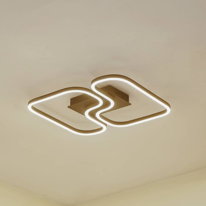 Lucande LED plafondlamp Amiya, 47,6 cm, zwart, aluminium