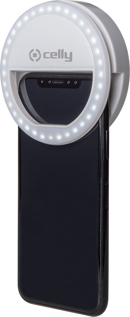 Celly - ProClick Selfie Lamp AAA Batterijen - Kunststof - Wit