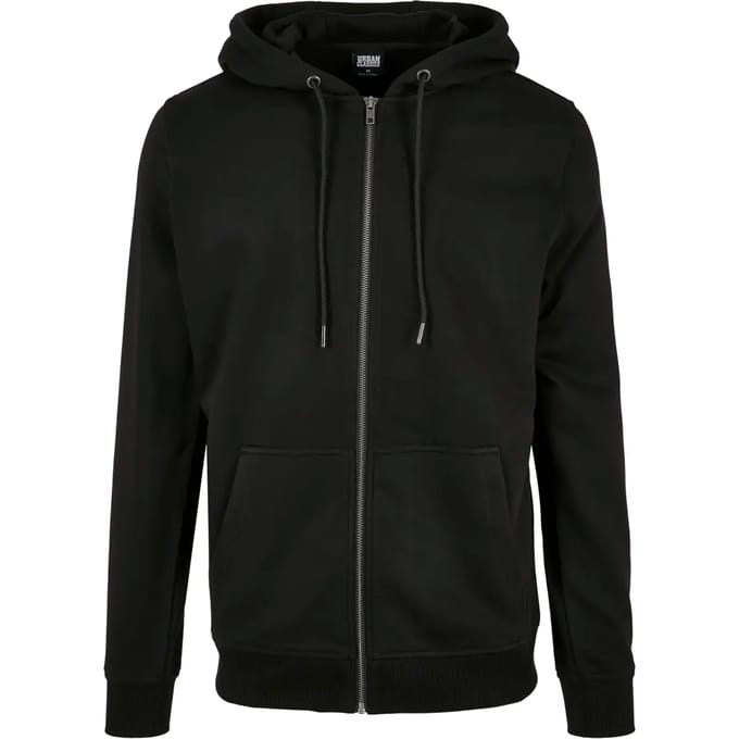 Urban Classics Basic Terry Zip Hoody Heren Vest met capuchon - zwart - L