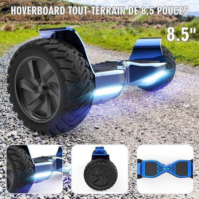 Hoverboard RCB 8.5 Pouces Scooter électrique Tout Terrain Gyropode Hummer Bluetooth LED + Hoverkart Karting Réglable Bleu bleu