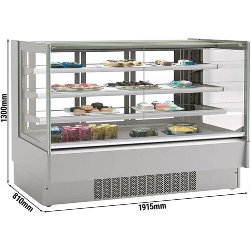 GGM Gastro Gekoelde gebaksvitrine - 1920mm - dubbel glas - schuifdeuren - met 3 schappen - 548 liter zilver