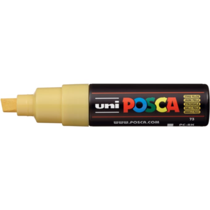 Posca marker met schuine punt schrijfdikte breed strogeel