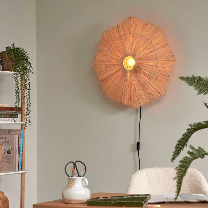 GOOD&MOJO Wandlamp Panama - Naturel - 65x7x65cm - Binnen Scandinavisch