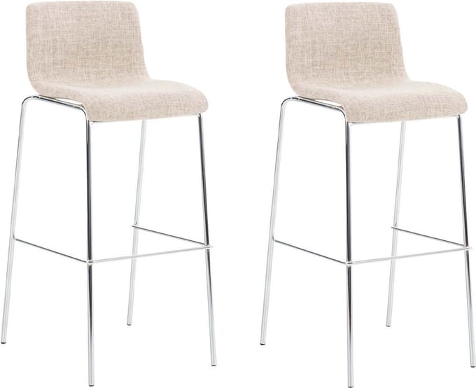 CLP Hover Set van 2 barkrukken - Stof creme chroom