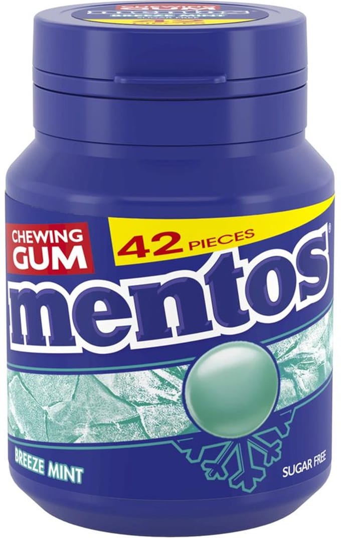 Mentos - Kauwgom - Breeze Mint - 42 stuks - 6 potten - Omdoos 4x