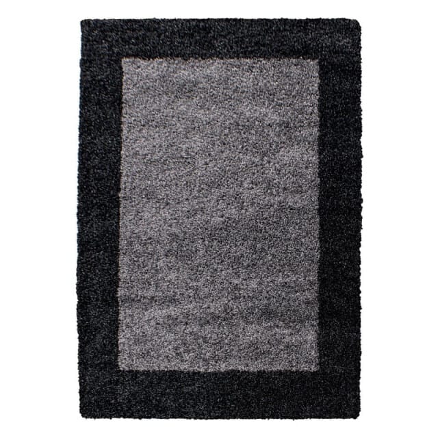 Basic Shaggy Kader vloerkleed Antraciet / Grijs Hoogpolig- 100x200 CM