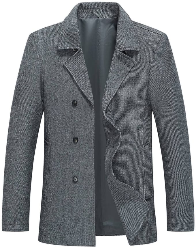 ALLTHEMEN Heren Wollen Dikke Coat - Slim Fit Overgangsjas - M