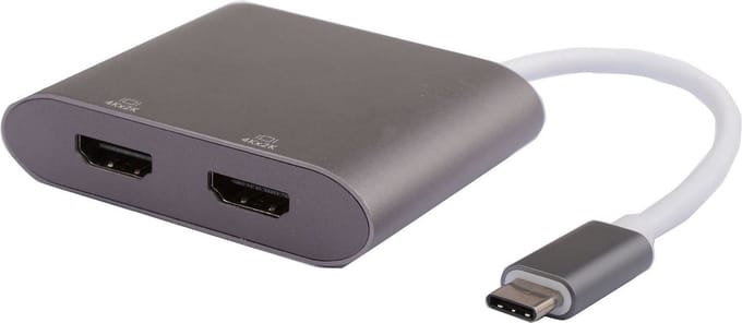 Microconnect USB3.1CHDMIX2 tussenstuk voor kabels USB C HDMI x 2 Zwart