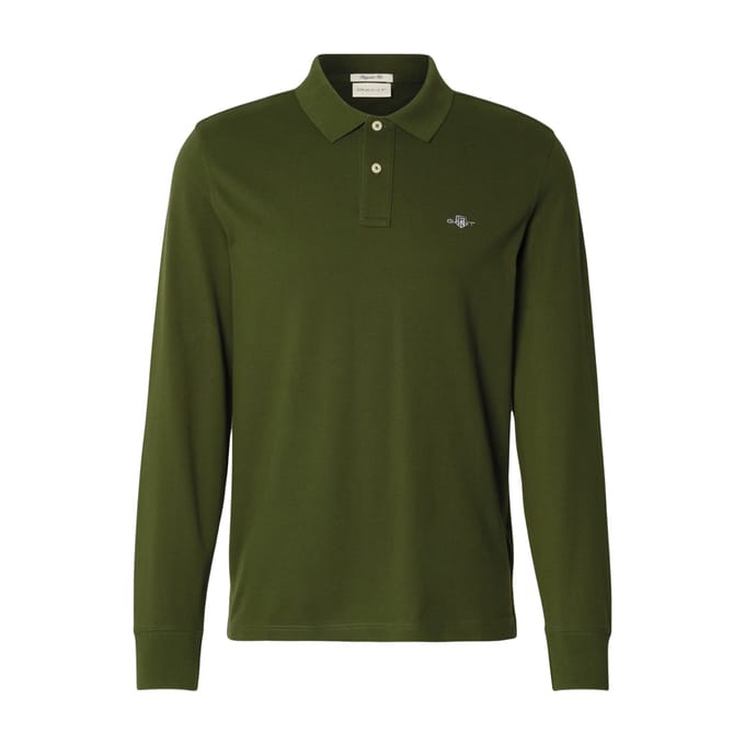 Gant Shield Piqué Rugger Longsleeve Polo Heren - Maat M