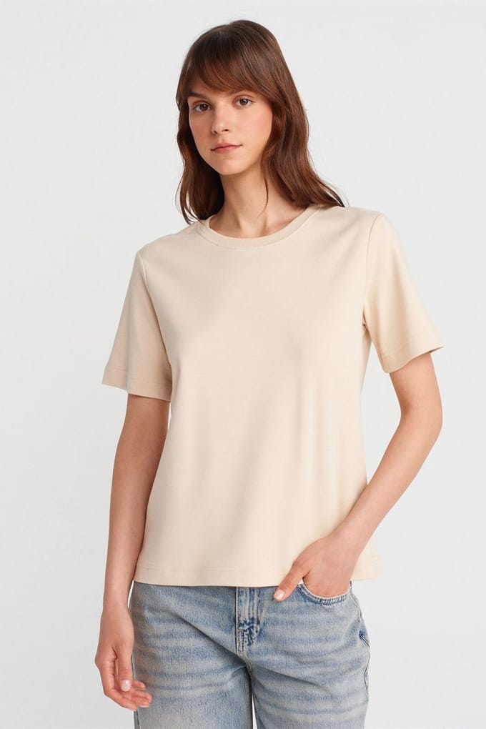 Dames Katoenen Crew Neck T-Shirt