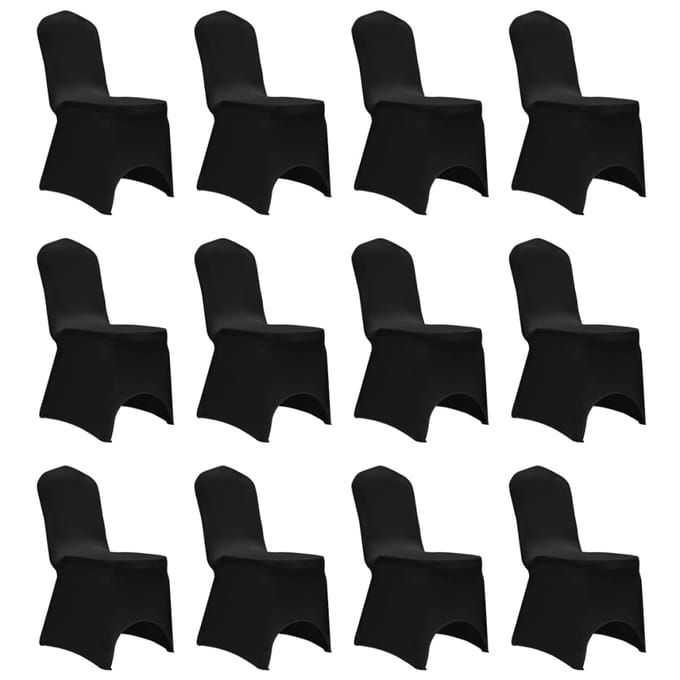 vidaXL - Stoelhoezen - stretch - 12 - st - zwart