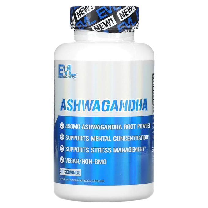 EVLution Nutrition, Ashwagandha, 450 mg, 30 Capsules Végétales