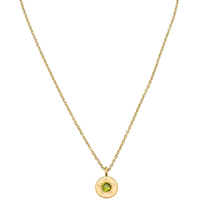 Essenza Green Star Charm Necklace Gold