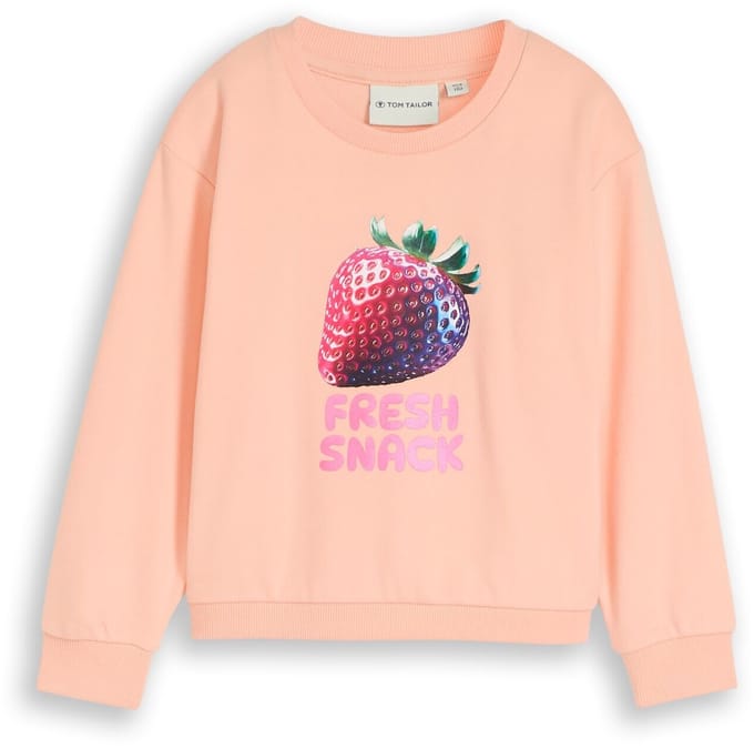 Tom Tailor - Cropped sweatshirt met print - Maat 128/134 - peach bloom