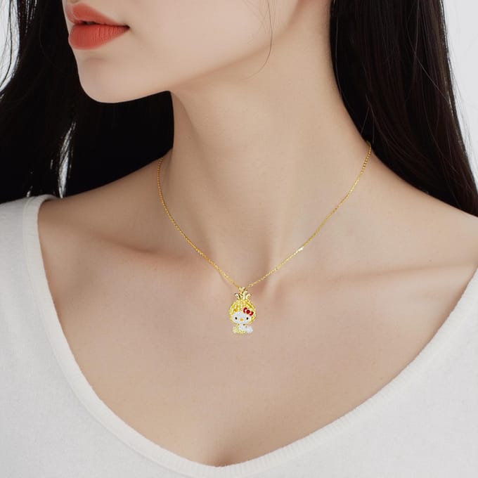 Swarovski Hello Kitty Ananas Ketting Damesketting Goud 5368972 Box white