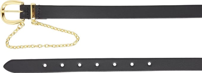 zwarte riem met ketting goud - Take-it - 100% leer - maat 95 totale lengte 110 cm