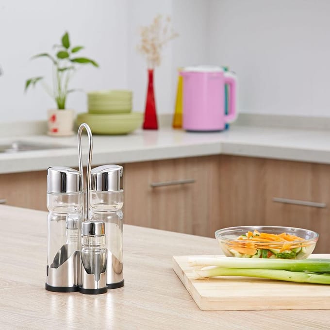 Ensemble de bouteilles d'assaisonnement Porte-condiments Assortiment zilver