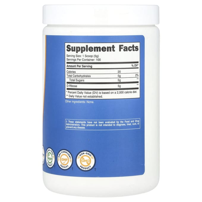 Nutricost, D-Ribose, Zonder smaak, 17,9 oz (500 gr)