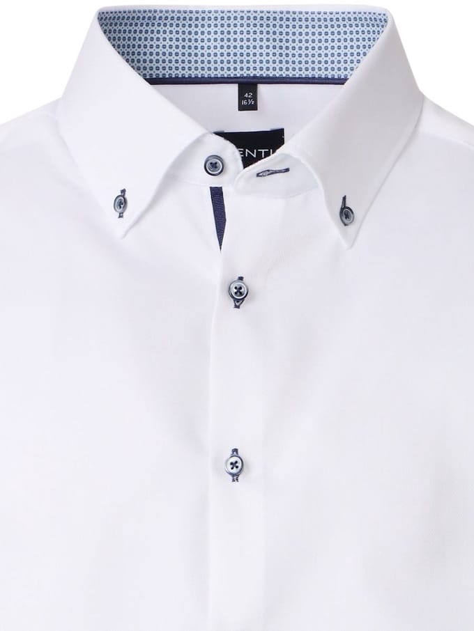 Wit Venti Overhemd Button Down Boord Met Motief Modern Fit - M