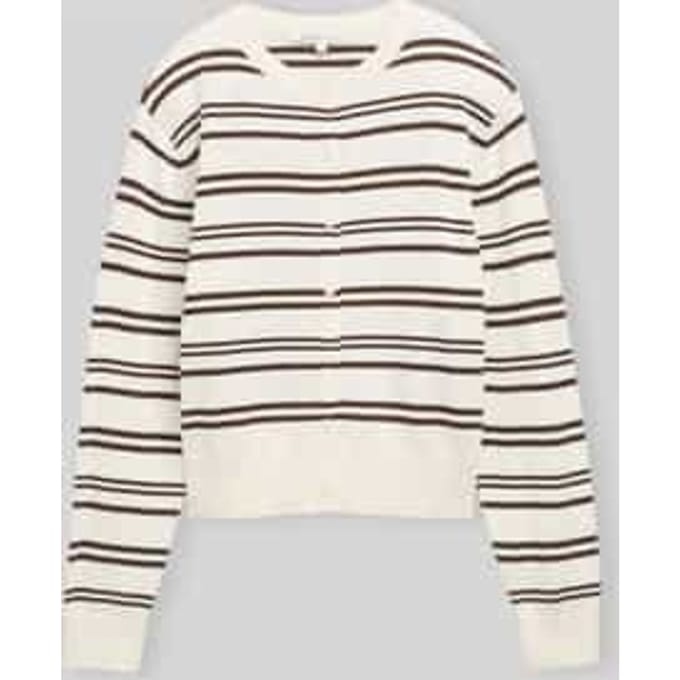 Tom Tailor Denim - Vest met ronde hals - Maat M - offwhite brown stripe