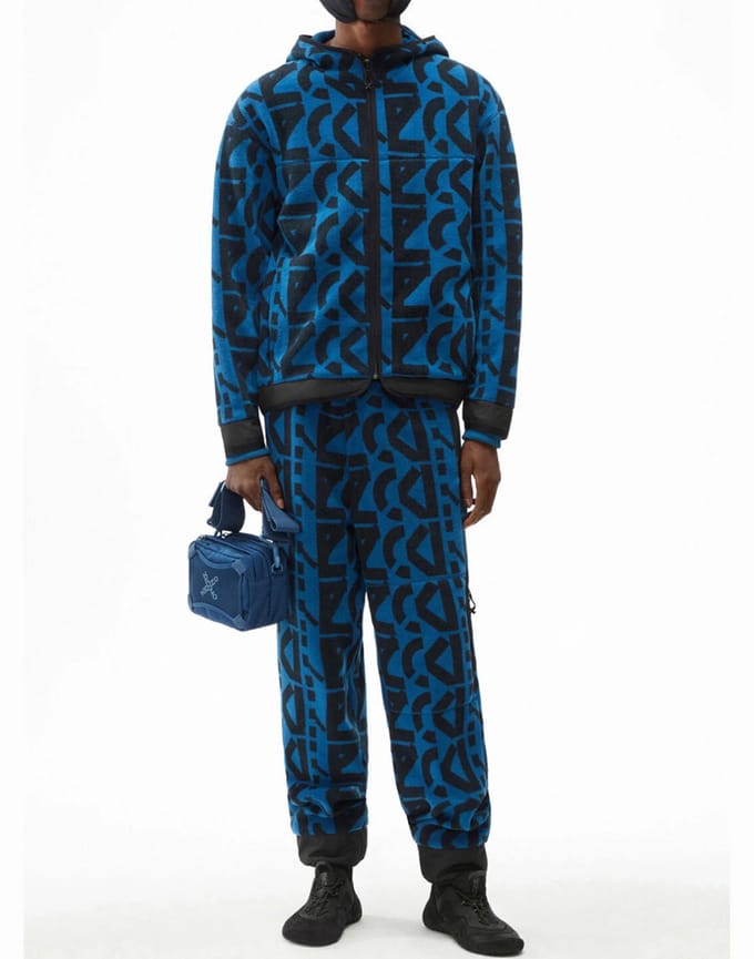 Hoodie met ritssluiting en monogram over de hele stof