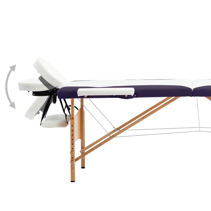 vidaXL - Massagetafel - inklapbaar - 2 - zones - hout - wit - en - paars