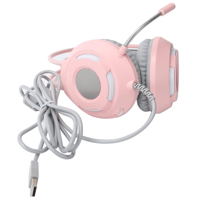 Casque Over-Ear AJAZZ Son Stéréo 7.1 Réduction de Bruit Casque Filaire avec Interface USB(Rose ) rose